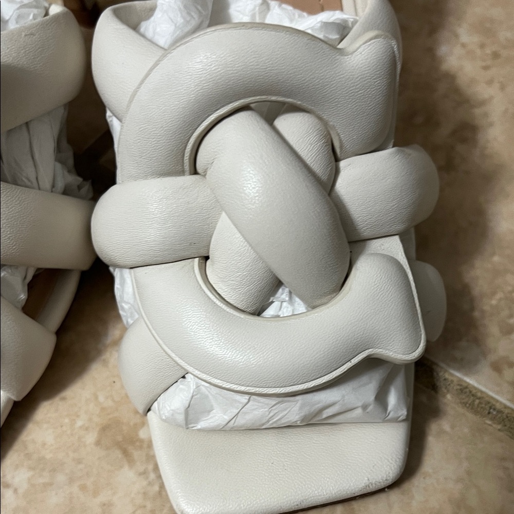 Coach Women's Cream Knot Detail Mules sandals - Picture 3 of 14